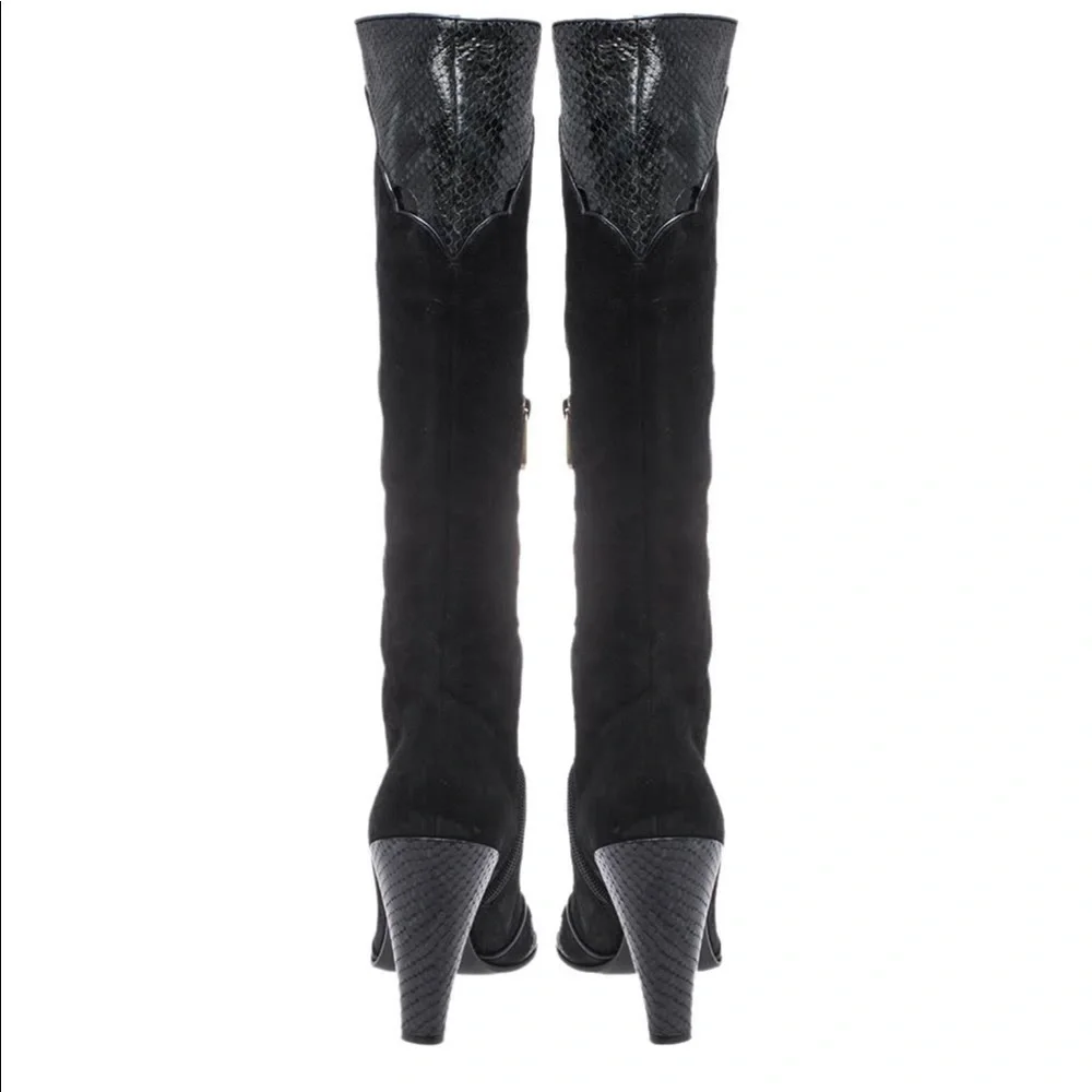 Marc Jacobs SEXY STYLISH black suede knee high heel boots 8 - Picture 2 of 7